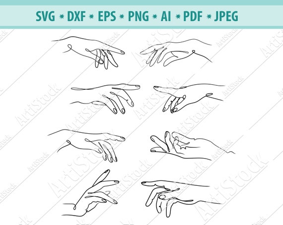 Touching Hands Svg, Line Hand Svg, Helping Hand Svg, Stretching