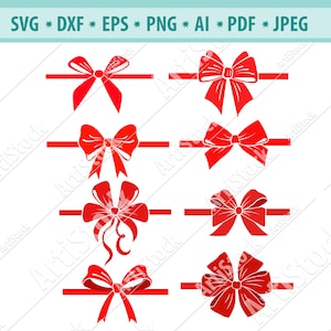 弓 svg、リボン svg、クリスマス 弓 svg、クリスマス リボン svg、弓バンドル svg、クリスマス svg、プレゼント svg、赤い弓 svg、弓クリップアート、ベクター