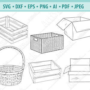 Doos Svg Bestand, Kartonnen doos Svg, Pakketdoos Svg, Doos clipart, Huidige doos Svg, Levering dozen Svg, Rieten mand Svg, Svg gesneden bestand, Cricut