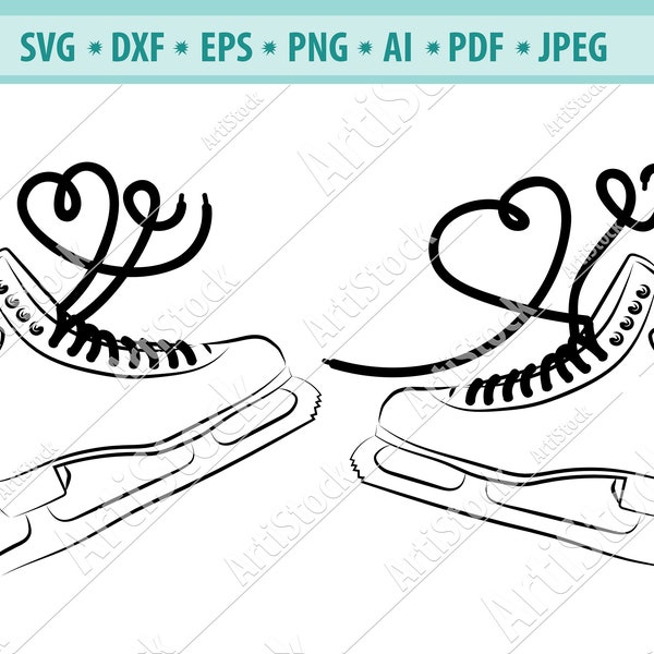 Figure Skating Shoes SVG, Ice Skate Sports Footwear Shoe Ice Skating Winter Blade Dancing, .SVG .PNG Clipart Vector Cricut Cut Cutting, .Dxf