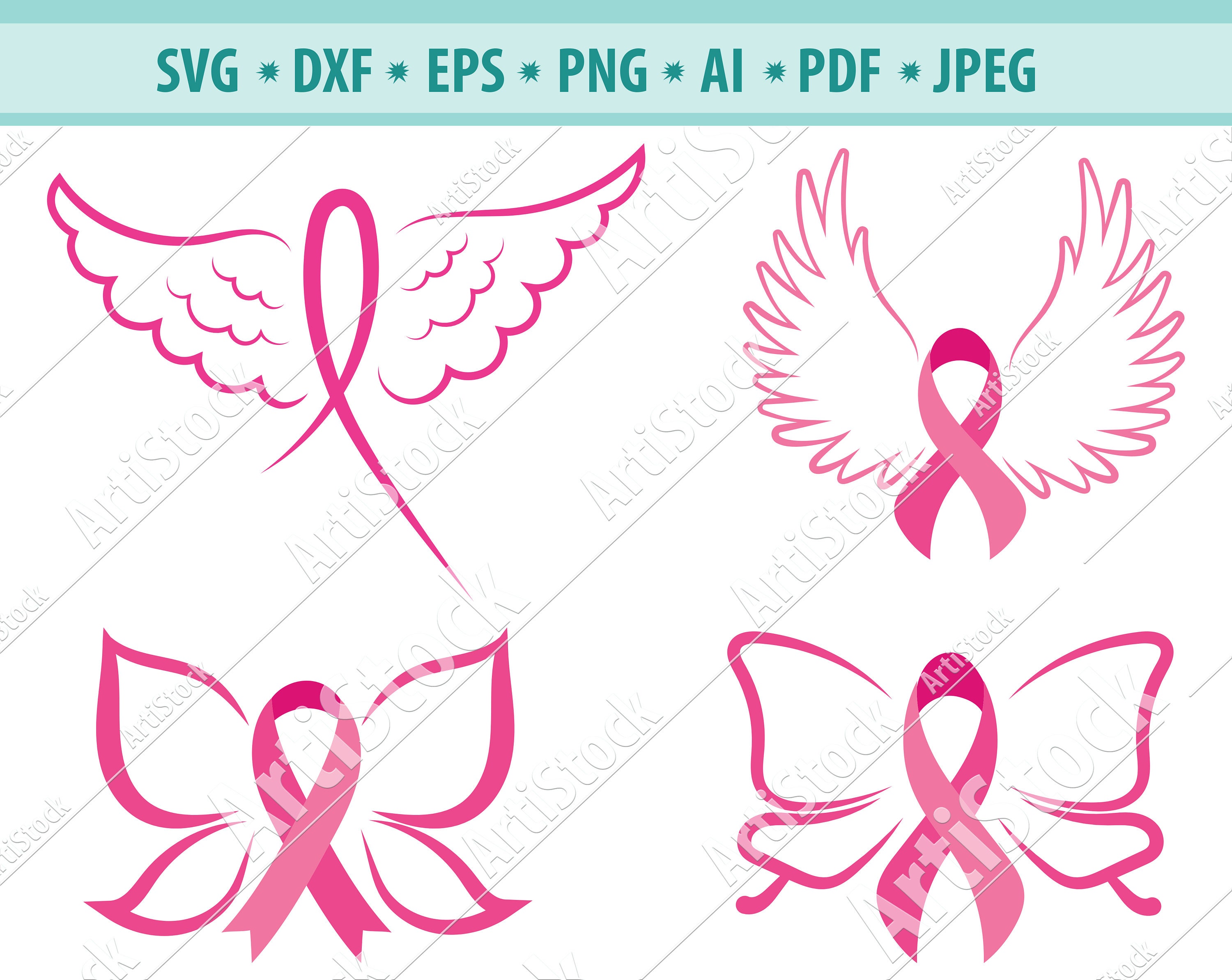 Cancer Ribbon SVG, Cancer Survivor, Awareness Ribbon Angel Wings SVG ...
