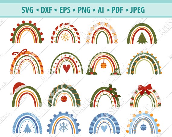 Download Christmas Rainbow Svg Merry Christmas Svg Rainbow Svg Etsy