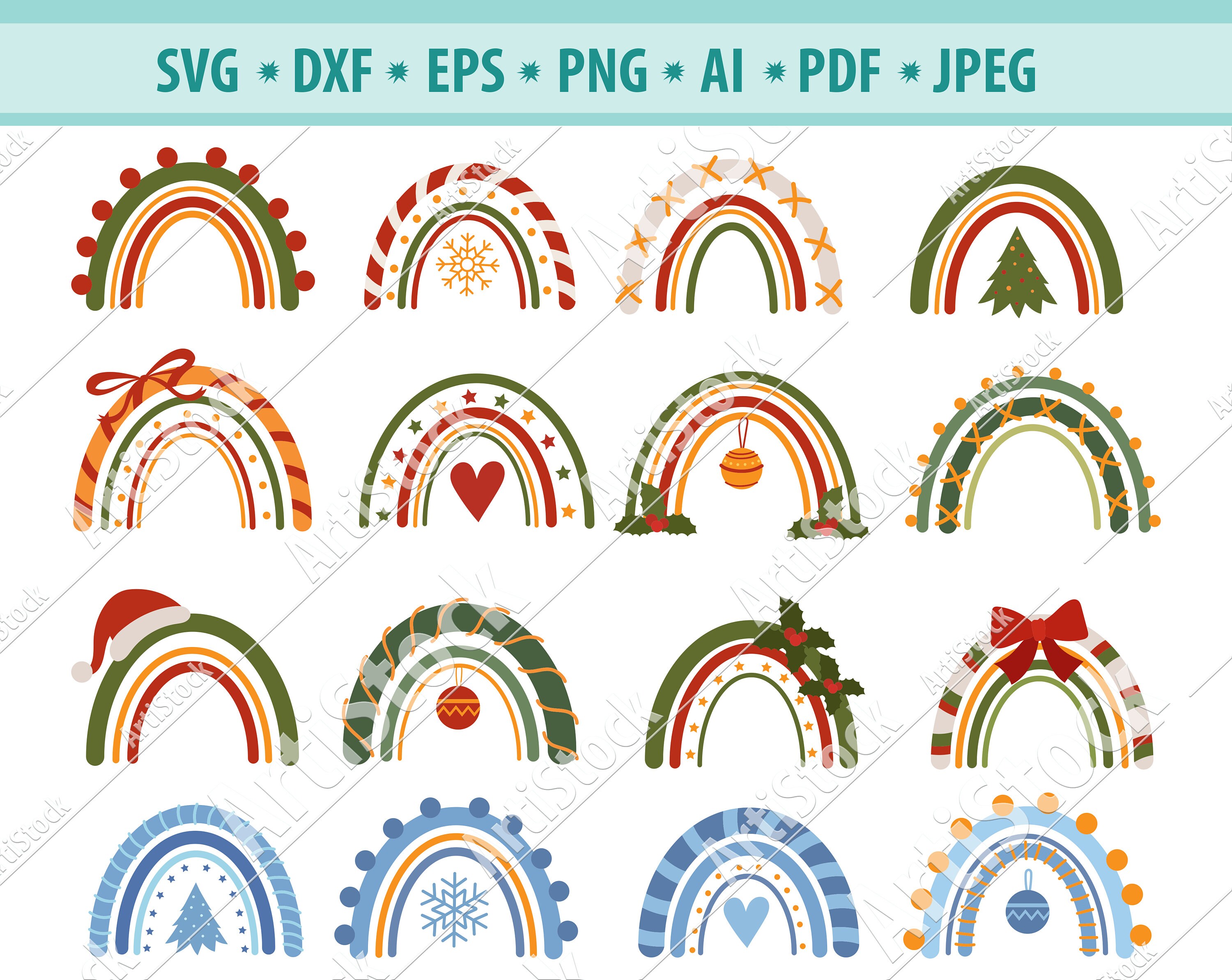 Download Christmas Rainbow Svg Merry Christmas Svg Rainbow Svg Etsy