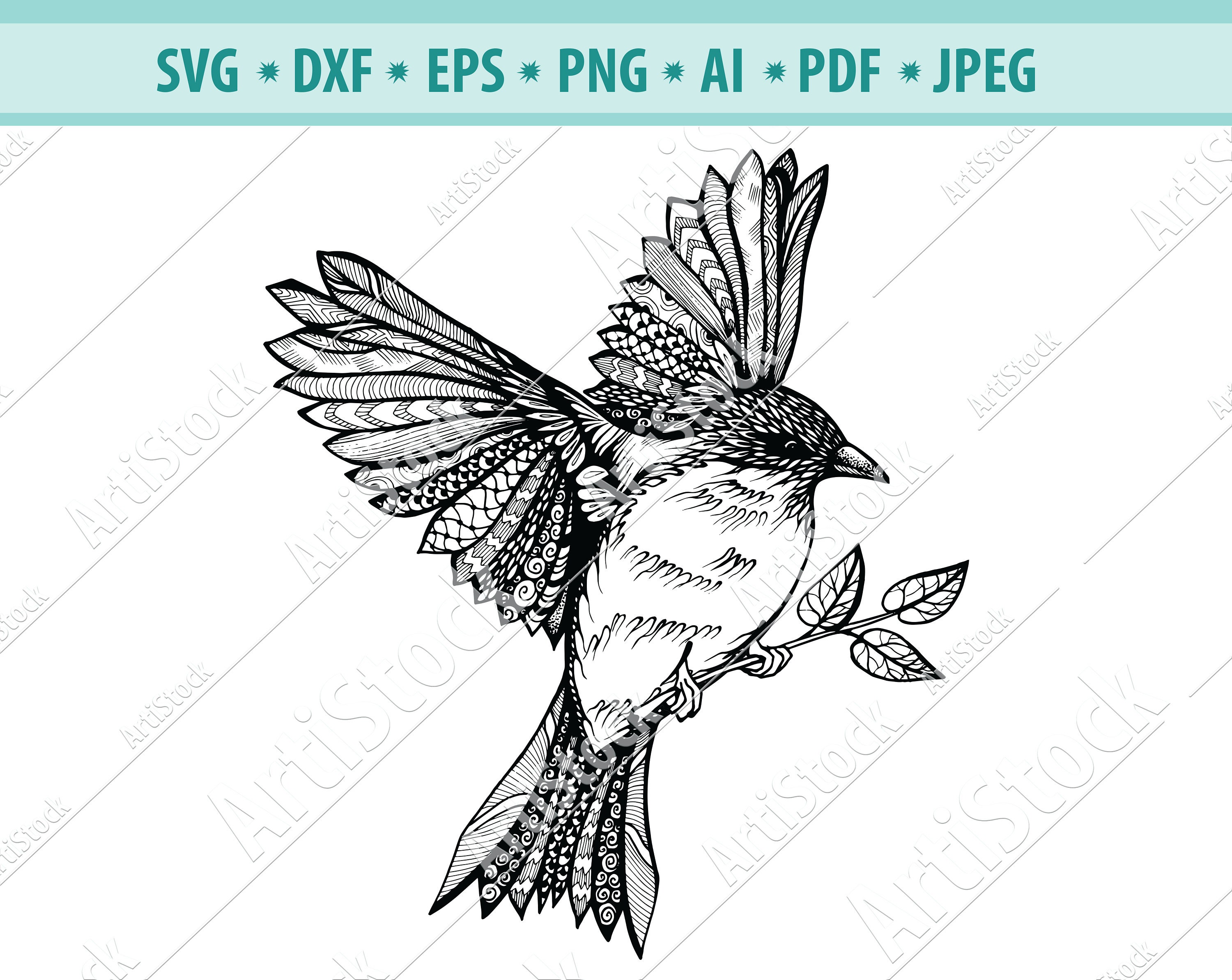 Download Sparrow Zentangle Svg Sparrow Mandala Svg Flying Sparrow Etsy