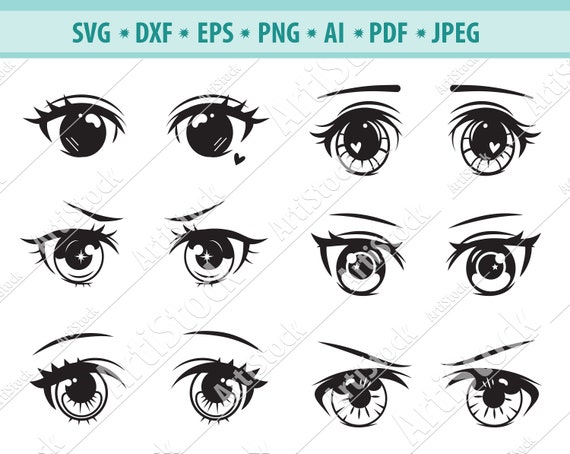 cartoon girl eyes with eyelashes clipart