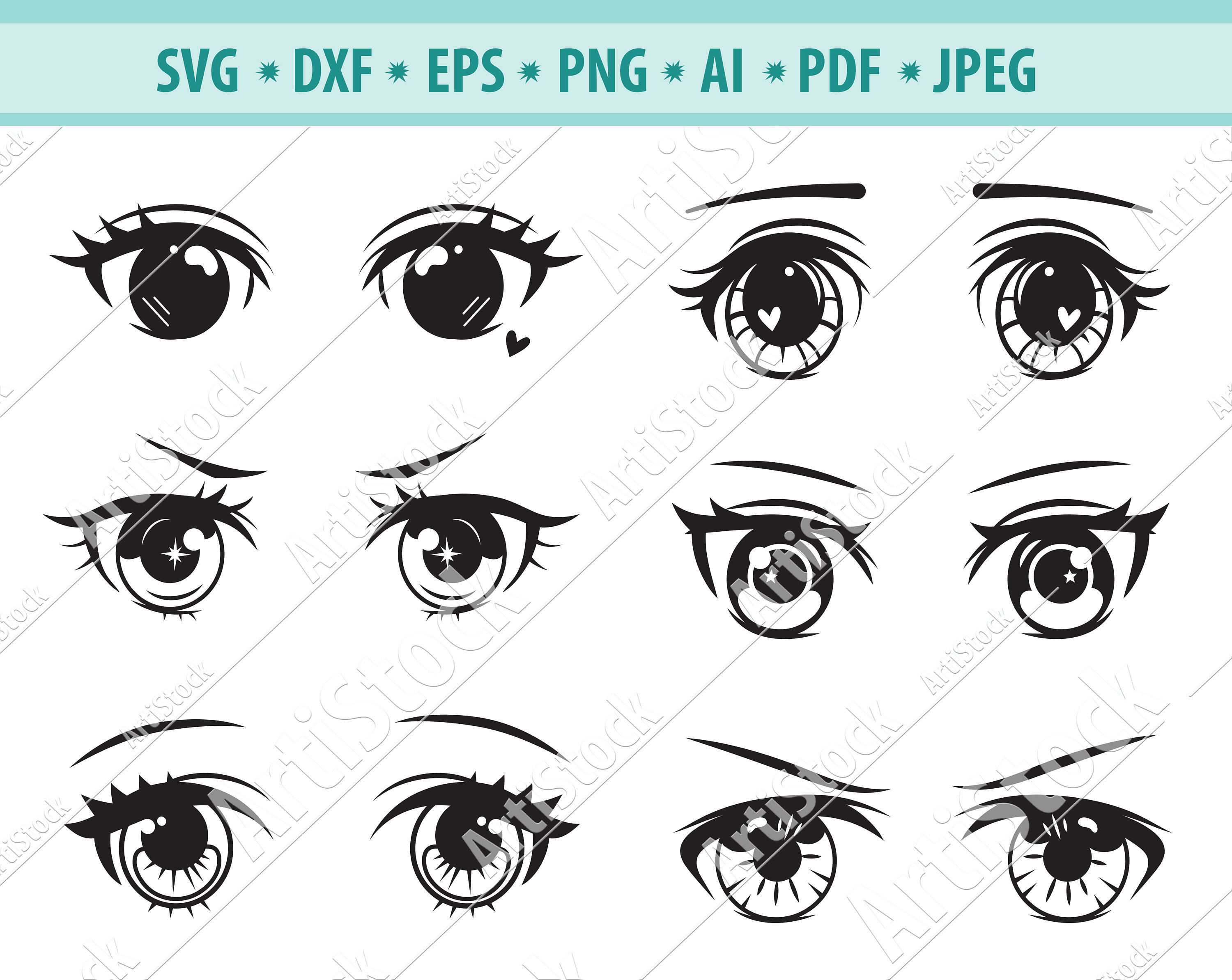 File:Basic, wide anime eyes.svg - Wikimedia Commons