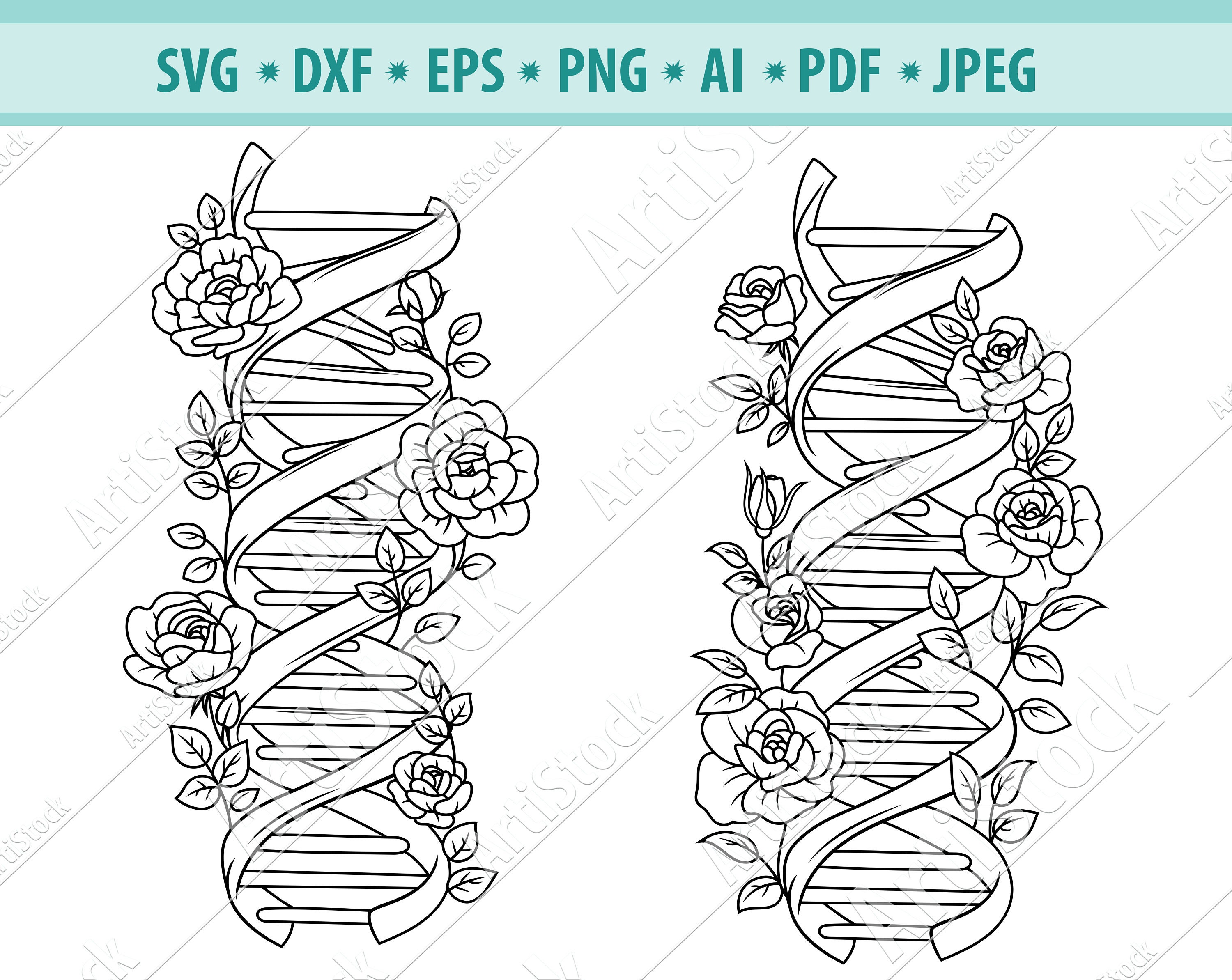 DNA Molecule Svg Flower Dna Svg Double Helix Svg Etsy Australia