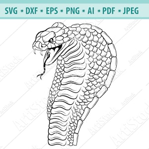 Snake Svg File, Cobra SVG, Snake Clipart, Reptile Svg, File for Cricut, Cobra Cut Files, Cobra silhouet, Wild Animal Svg, Animal Svg, Png