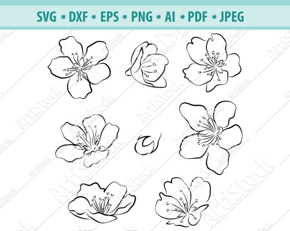 Cherry blossom SVG Sakura flowers Svg Cherry flowers | Etsy