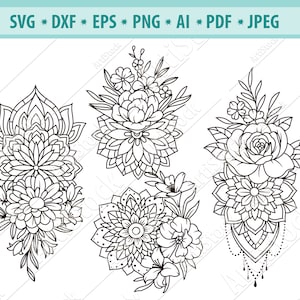Bloem Svg, Floral mandala Svg, Lotus Svg bestand, Lotus Mandala Svg, Lotus bloem Svg, Mandala Clipart, Yoga zucht Svg, Namaste Png, Eps, Dxf