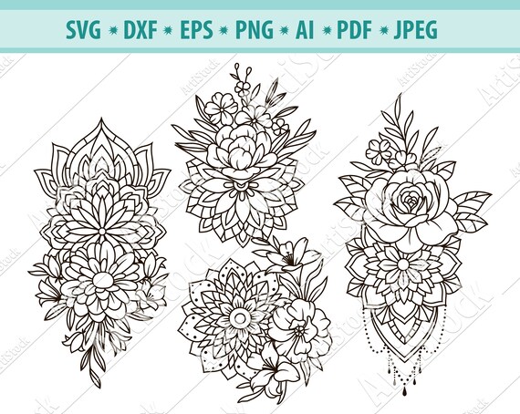 Flower Svg Floral Mandala Svg Lotus Svg File Lotus Mandala | Etsy