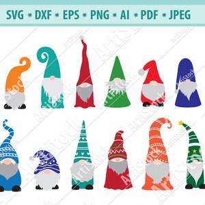 Gnome SVG, Cute Garden Gnome SVG, Nordic Gnome Svg, Gnome Clipart, Holiday Gnome svg, Christmas Gnomes Svg, Cut File, Silhouette, dxf, eps