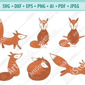 Fox SVG Files for Cricut or Silhouette Cute Sleeping Fox SVG Cut File Fox Cricut EPS Vector Fox Vector File Clipart Clip Art
