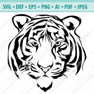 Tiger Face, Tiger SVG, head of a tiger clipart, File Cutting, DXF, EPS design, cutting files for Silhouette Studio and Cricut Design space