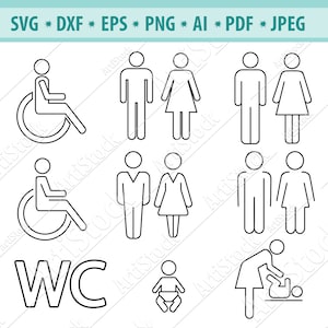 Toilet Svg, Toiletbord SVG, Deursticker Svg, Toiletsymbool Svg, Toilet SVG, Badkamer SVG, Silhouet, Toilet Clipart, Eps, Dxf