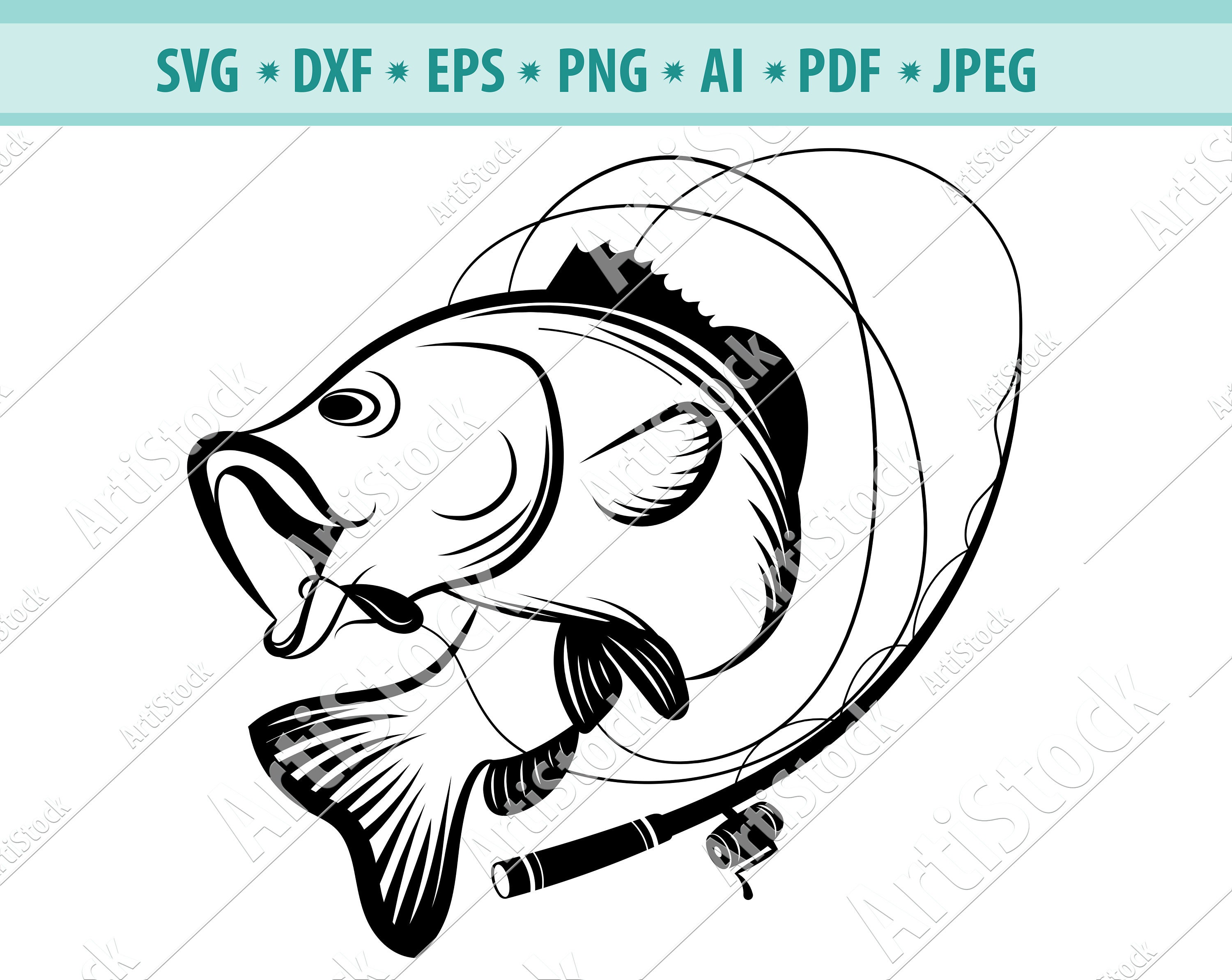 Download Bass Fishing Svg Bass Fishing Pole Svg Silhouette Fishing Svg Etsy