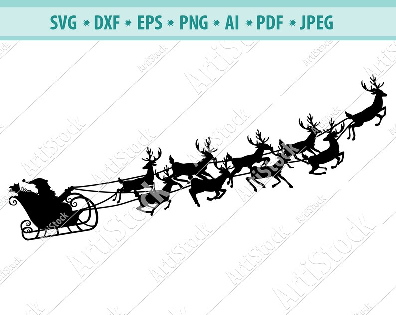 Christmas SVG Santa sleigh SVG Christmas reindeer svg file | Etsy