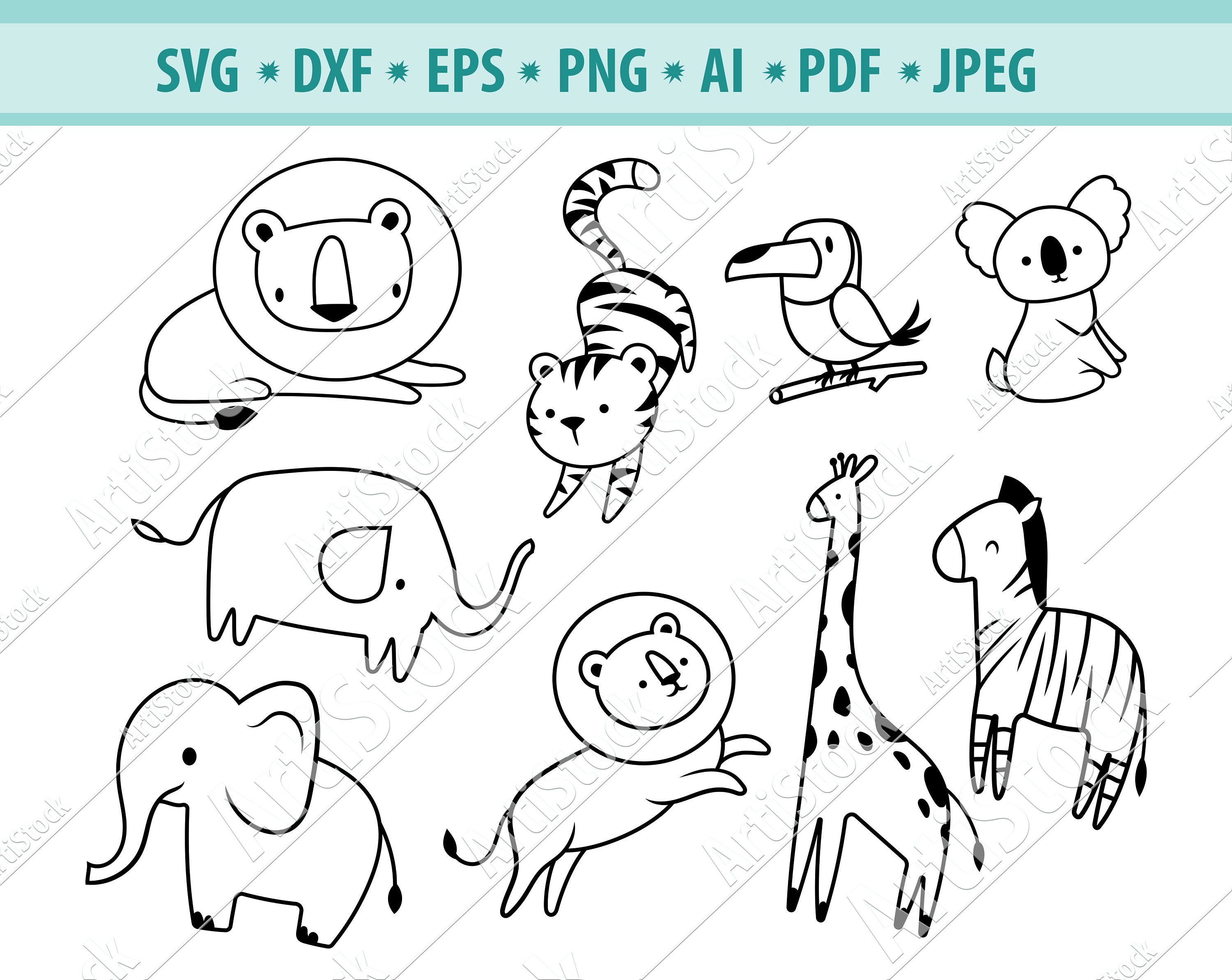 Animals Svg Zoo Animals Svg Wild Animals Svg Safari Animals Etsy