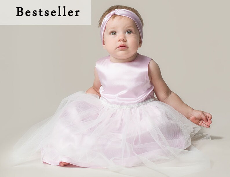 Baby Girl Princess dress Silk Dress Wedding Girl Dress First Birthday Tulle Baby Girl Dress 1 st Birthday Pink Dress Tutu Baby Dresses
