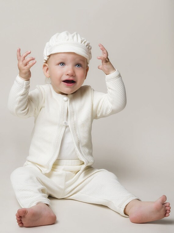 Christening Ivory Suit Christening Cotton Outfit Baby Boy Etsy