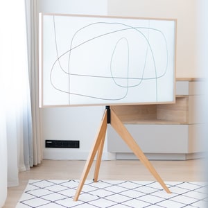 Tripod TV Stand from Wood Modern Minimalist Adjustable Easel TV Display with Swivel Scandinavian Nordic Space Saving Stand
