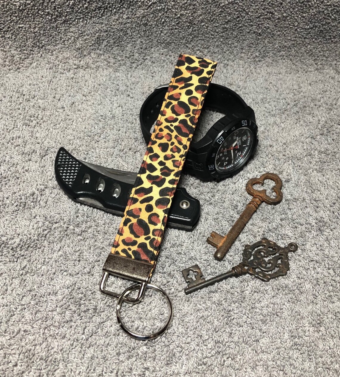 Leopard Print Keychain Etsy