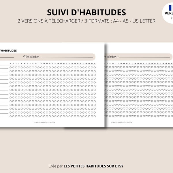 Habit tracker in french / Suivi d'habitudes Intention en français / Habit tracker