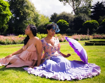 Theatrical Pink and Purple Taffeta Dress Period Costume