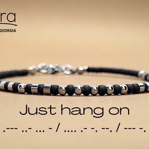 Just hang on, Morse Code Bracelet,  Personalized Gift, Japanese Seed Beads, Morse Code Jewelry, Fashion Bracelet