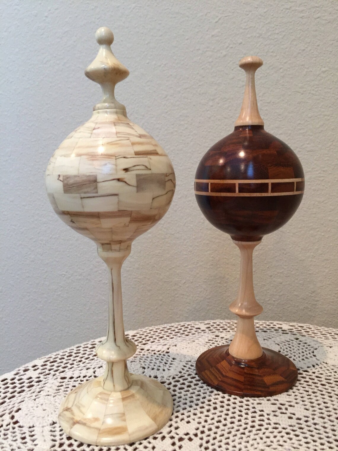Turned wood finial decorative segmented woodtuning Etsy