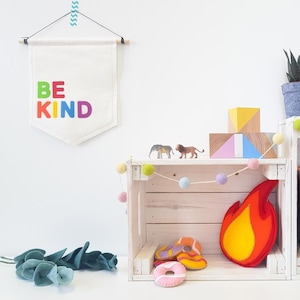 Be Kind Wall Banner Flag. Nursery Decor. Pastel. Rainbow. Felt Hanging.