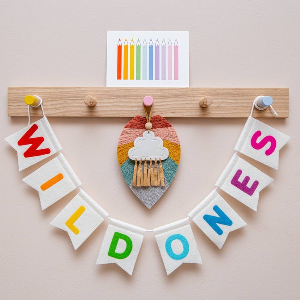 Custom Word Bunting. Felt Nursery Decor. Personalised Garland Wall Hanging. Rainbow, Pastel, Jungle, Neutral Colour Choices.