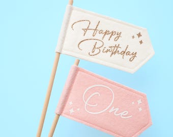 Birthday Flags for Kids. One Today. Onderful Personalised Felt Gift Tags.