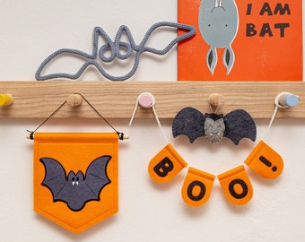 Bat, Ghost or Pumpkin Halloween Banners. Halloween Decorations.