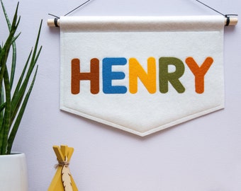 Personalised Felt Name Banner, Rainbow Nursery Decor