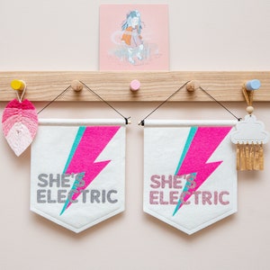 She's Electric Oasis Wall Banner. Glitter Flag Girls Nursery Decor. image 2