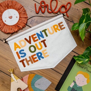 Adventure Is Out There Nursery Wall Banner Flag. Felt Hanging Decor