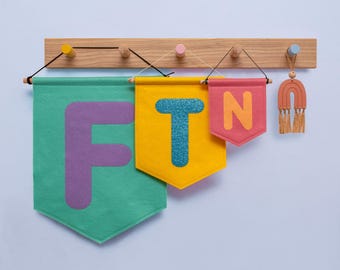 Custom Felt Initial Banner, Personalized Nursery Decor