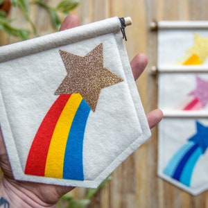 Shooting Star Banner Wall Hanging. Custom Colours Nursery Felt Decor. image 1