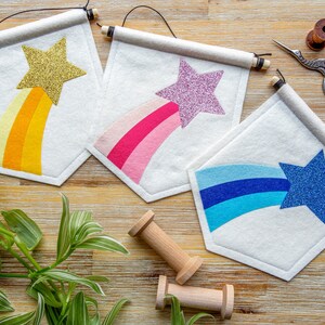 Shooting Star Banner Wall Hanging. Custom Colours Nursery Felt Decor. image 4