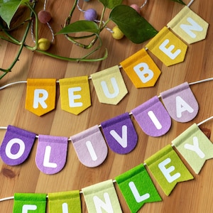 Personalised Name Felt Bunting. Custom Nursery Garland Decor. Rainbow, Pastel, Jungle, Neutral Colours image 11