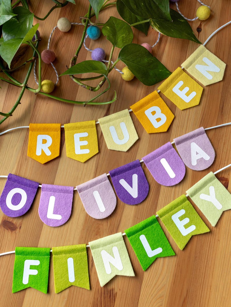 Personalised Name Felt Bunting. Custom Nursery Garland Decor. Rainbow, Pastel, Jungle, Neutral Colours image 11
