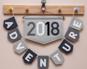 Important Year Wall Banner. Special Birth Year. Nursery Decor. Felt Hanging Flag.