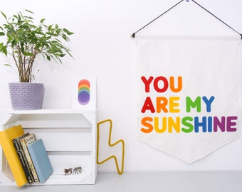 You Are My Sunshine Pennant Wall Banner Flag. Nursery Decor. Felt Hanging.