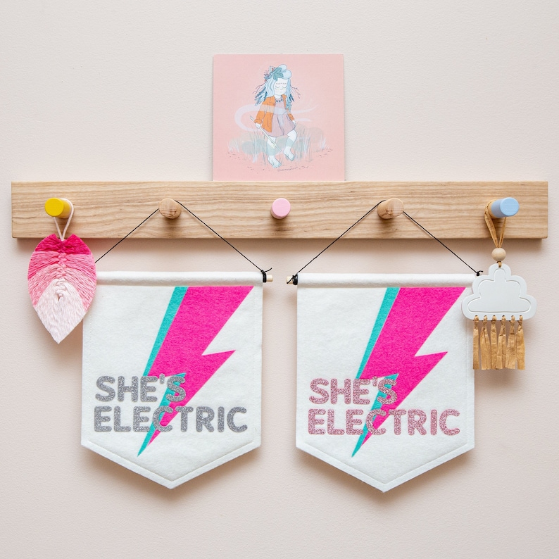 She's Electric Oasis Wall Banner. Glitter Flag Girls Nursery Decor. image 2