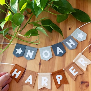 Personalised Name Felt Bunting. Custom Nursery Garland Decor. Rainbow, Pastel, Jungle, Neutral Colours image 12