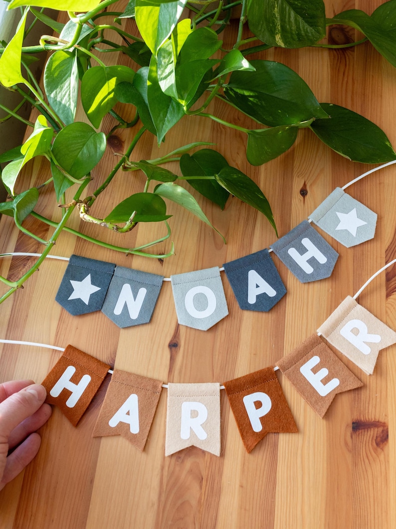 Personalised Name Felt Bunting. Custom Nursery Garland Decor. Rainbow, Pastel, Jungle, Neutral Colours image 12