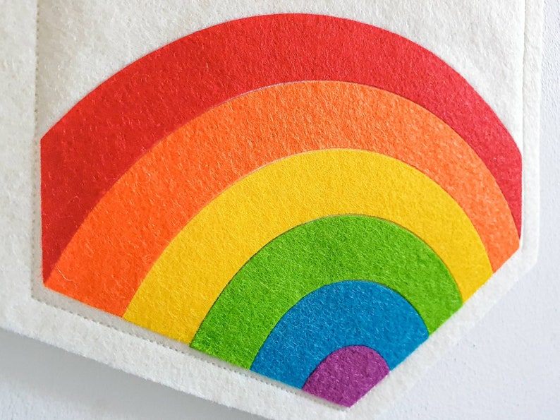 Personalised Rainbow Wall Banner Flag. Pastel Nursery Decor. Felt Hanging. Bold Rainbow