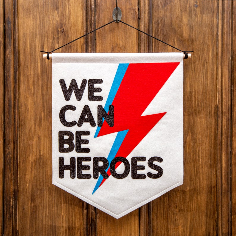 We Can Be Heroes David Bowie Wall Banner Flag. Nursery Decor. Felt Hanging. image 2