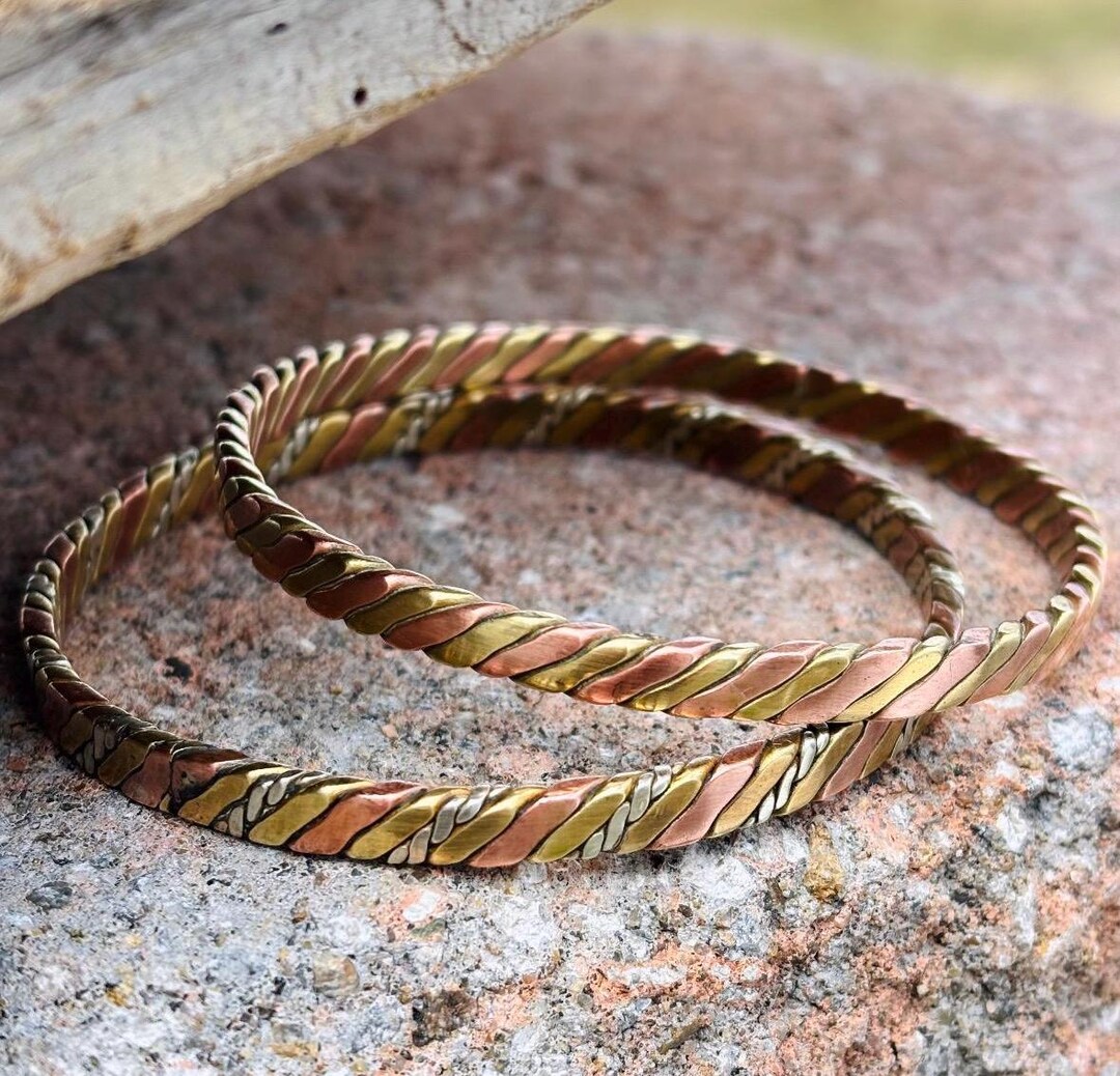 Vintage Mixed Metal Braided Woven Two Bangle Bracelets - Etsy